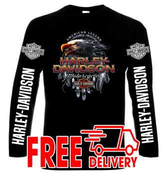 Harley Davidson, 8, men's long sleeve t-shirt, 100% cotton, S to 5XL